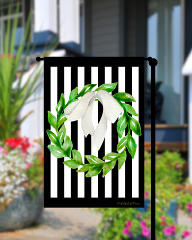 Striped Wreath Garden Flag