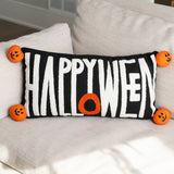Happy Halloween Embroidered Lumbar Pillow