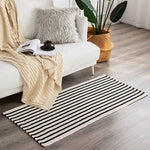 Black and Ivory Striped Layering Rug
