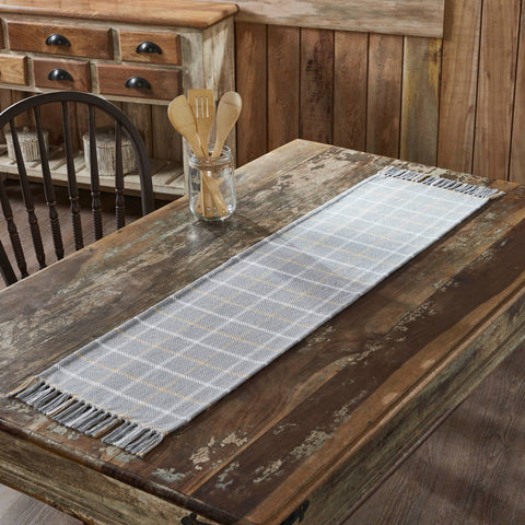 Grey Woven Plaid Runner 12x48