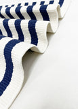 Black and White Woven Cotton Striped Layering Rug