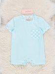 Powder Blue Gingham Romper