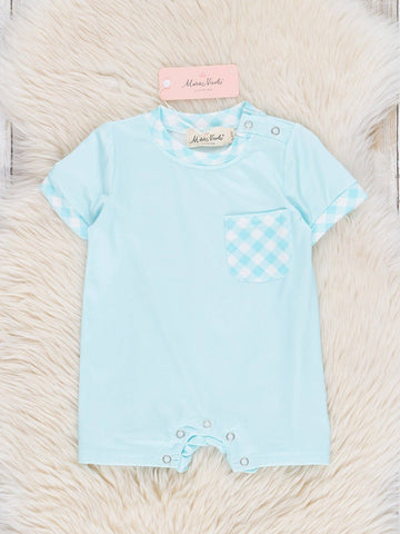 Powder Blue Gingham Romper