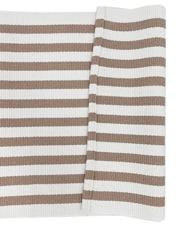 Tan and White Striped Layering Rug