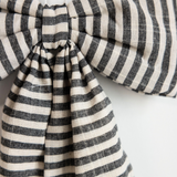 Oversized Fabric Bow: Charcoal Stripes