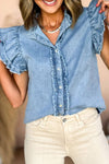 Flutter Frayed Denim Top