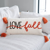 I Love Fall Embroidered Lumbar Pillow
