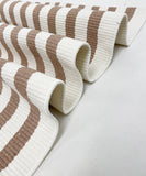 Tan and White Striped Layering Rug