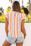 Striped Color Block Ruffled Top