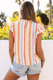 Striped Color Block Ruffled Top