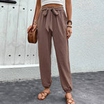 Lace-Up High Waist Bow Pants