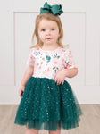 Hunter Green Floral Bunny Tulle Dress