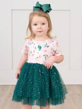 Hunter Green Floral Bunny Tulle Dress