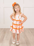 Charming Carrot Flutter Sleeve Dress