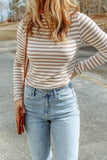 Striped Print Textured Knit Long Sleeve