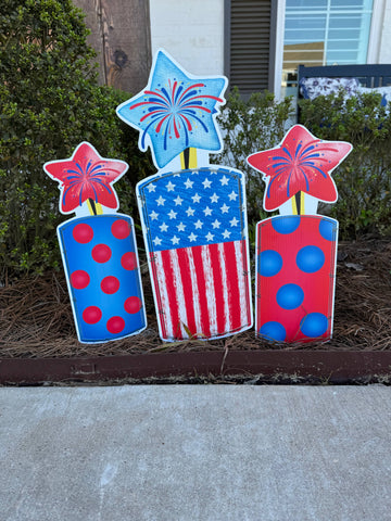 Outdoor Stake Signs: Firework Trio