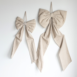 Oversized Fabric Bow: Beige Sand Stripes