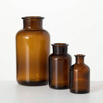 AMBER APOTHECARY VASE SET OF 3