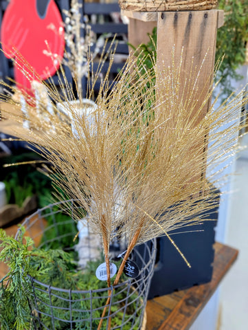 GOLD Metallic Long Needle Pine SpraY: 25"