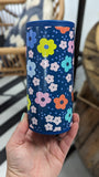 Navy Daisy Slim Coozie