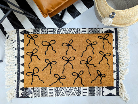 Black Bows Doormat