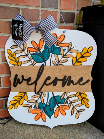 Welcome Fall Watercolor Door Hanger