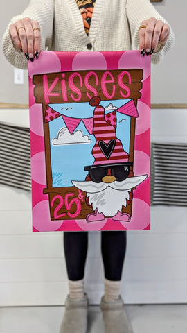 Kissing Booth Gnome Garden Flag