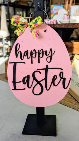Pink Happy Easter Egg Door Hanger
