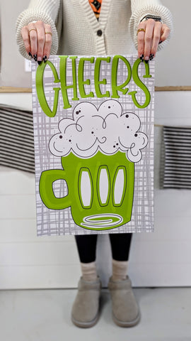 Cheers Green Beer Garden Flag