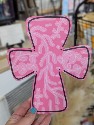 Pink Floral Cross Attachment