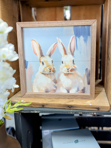 Colorful Bunnies Framed Sign
