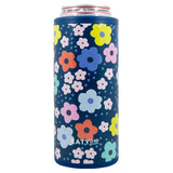 Navy Daisy Slim Coozie