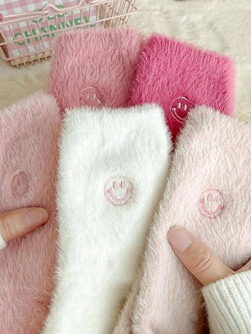 Fuzzy Smiley Socks