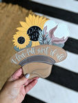 Sunflower Fedora Hat Printed Wreath Sign