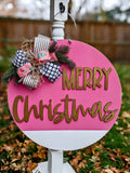Merry Christmas Pink Door Hanger