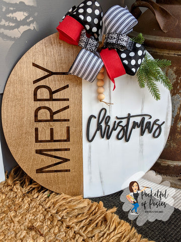Merry Christmas Engraved Door Hanger