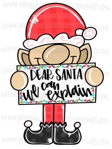 Dear Santa Elf With Lights Template